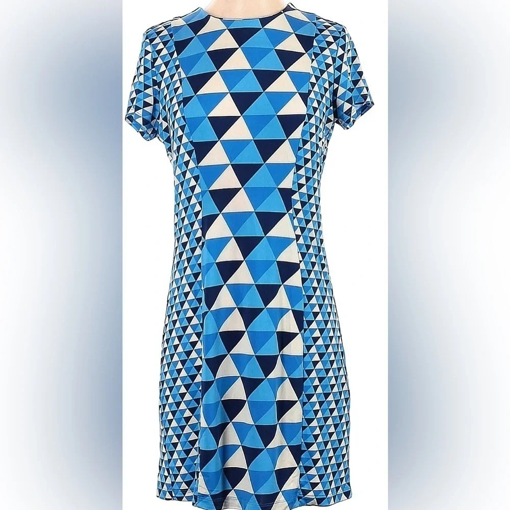Geometric Blue Patterned Dress